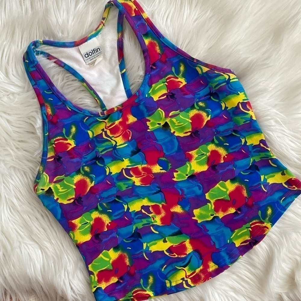 Vintage 90โs multi color crop athletic top